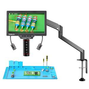 톰로프 오토포커스 디지털 현미경 TM3K-AF FLEX: 성인용 3K FLEX ARM HDMI 납땜 현미경 풀 코인 뷰 돋보기 7인치 IPS 화면 업그레이드된 구스넥 라이트 수리 매트 PC/TV 호환 16G