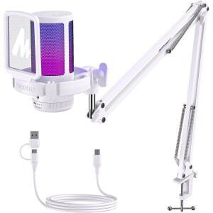 Maono Gamerw e M20S USB 원 게인 키 콘덴서 차단 라이트 게임용 RGB 소음 음소거 마이크