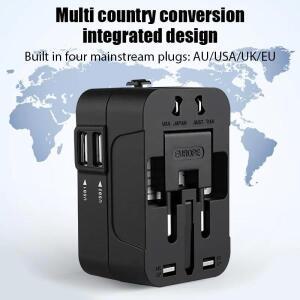 범용 여행 어댑터 EU/UK/US/AU/AC 플러그 전원 충전기 USB 타입-C 포트 올인원 접이식 컨버터 소켓
