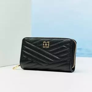 [백화점 정품] 닥스 DAKS 25SS [선물포장]블랙 칼라일 엠보 가죽 골드DD 지퍼돌이 2단 반지갑 DCWA4E216