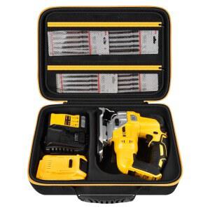 DUEALT 20V MAX XR 직쏘용 ANKHOH 케이스 DCS334B 스킬 톱 블레이드용 직쏘 전동 공구 가방 핸들 및 어깨 스트랩이 있는 배터리 충전기 액세서리 보관 홀더(박스 전용)(블랙)