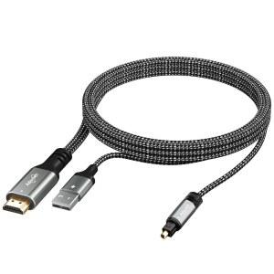단방향 192KHZ HDMI ARC /EARC TO OPTICAL TOSLINK SPDIF 오디오 추출기 스플리터 컨버터 케이블 10피트 사운드바 홈 시어터 앰프 구형 스피커용 USB 전원 디지털 어댑터