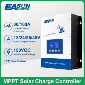 Easun POWER 80A/100A MPPT 태양집열판집열판 충전 컨트롤러 12V/24V/36V/48V 배터리 최대 150VDC 백라이트