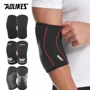 AOLIKES 역도 팔꿈치 버팀대 지지대 네오프렌 압축 패드 팔 슬리브 보호대 파워 팅 체육관 피트니스용 7mm