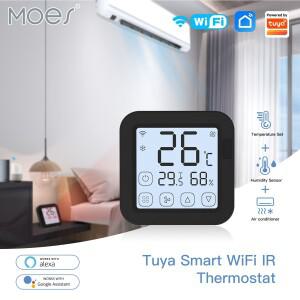 MOES Tuya WiFi IR 온도 조절기 컨트롤러 LCD 화면 터치 버튼 무선 원격 내장 및 습도 센서 alexa