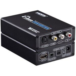 PC 노트북 XBOX PS3 TV STB VHS VCR 카메라 블루레이 DVD용 R/L 오디오 비디오 컨버터 어댑터 업스케일러 지원 720P /1080P 및 RCA /S 케이블 포함 TENDAK HDMI