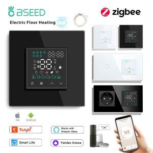 BSEED 지그비 전기 바닥 난방 온도조절기 터치 스마트 스위치, 실내 온도 컨트롤러, 투야 라이프, USB 소켓