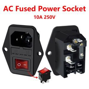 플러그 퓨즈 로커 스위치 수 전원 소켓, lEC320 C14 커넥터, AC-01A 및 DlY 부품, 10A250V