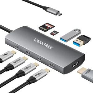 USB C 비디오 출력 허브 USBC 3개 및 USBA 3.2 10GBPS 포트 2개 4K@60HZ HDMI 100W PD SD /TF 애플호환 PRO /AIR IMAC 아이패드호환 PRO XPS SURFACE 삼성제품호환 삼성호환 삼성호환 DEX용 USBC 스플리터 듀얼 모니