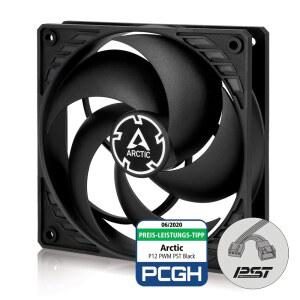 ARCTIC P12 PWM PST - PC 팬 120MM 케이스 팬(PST 공유 기술 포함) 압력 최적화 조용한 모터 컴퓨터 팬 속도: 200 U20131800 RPM (0 5%) 검은색