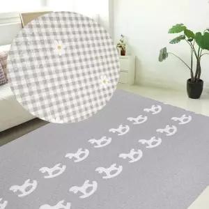 층간 소음 방지 매트 양면 목마 체크꽃 180x 230cm 층간소음 매트 놀이방 안전 방지 아기방 유아