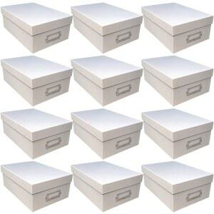 심플리 티디 화이트 메모리 박스 사진 기념품 DVD 및 CD 보관 정리 무산 벌크 12