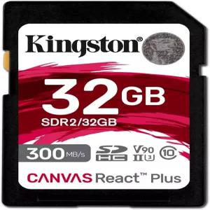 킹스턴 캔버스 리액트 플러스 32GB SD 카드 SDHC UHS-II 300R/260W U3 V90 풀 HD/4K/8K SDR2/32GB