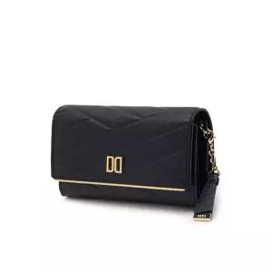 [백화점 정품] 닥스 DAKS 25SS 블랙 가죽 DD로고 골드바 장식 반지갑 DCWA4E414