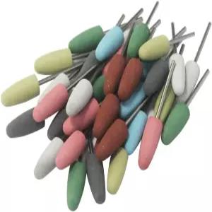 루오케 35개 10mm 고무 연마 비트 3/32인치 샹크 실리콘 키트 지점 볼코 원뿔 모양