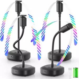 Edvision 4팩 푸드 테이블 선풍기 2000mAh USB 전원 충전식 유연한 구스넥과 부드러운 칼날이 있는 휴대용