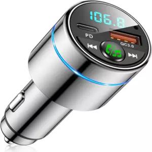 자동차 블루투스 53용 FOCBY FM 송신기 20W 및 QC30 8W 고속 충전기 무선 라디오 키트 어댑터 노이즈