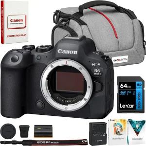 캐논 EOS R6 마크 II 미러리스 카메라 본체 번들 4K 60p 듀얼 픽셀 CMOS AF 렉사 64GB 메모리 카드 데코