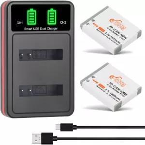 캐논 파워샷 SX500용 NB6LH 배터리 2팩 및 LED 듀얼 충전기는 HS D20 D30 S90 S20입니다