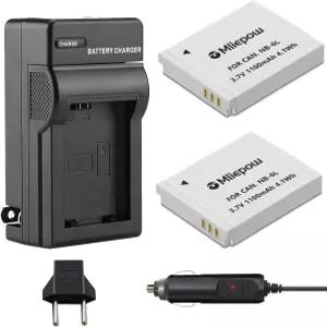 Mliewow 2팩 NB6L/NB6LH 배터리 및 충전 키트 캐논 파워샷 SX540 HS S20 D30 S90입니다