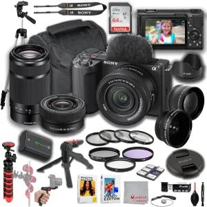ZVE0 II 카메라 650mm 렌즈 E 광각 및 망원 64GB 메모리 필터 삼각대 키트 디럭스 케이스 소프트웨어 등