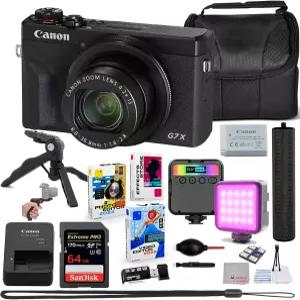 캐논 파워샷 G7 X 마크 III 디지털 카메라 번들 블랙 샌 64GB 익스트림 카드 LED 조명 액세서리 패키지