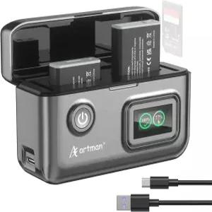 아트맨 2팩 NB3L 배터리 700mAh 및 2슬롯 LCD 디스플레이 충전기 캐논 파워샷 G7 X 마크 III G G5 II G9