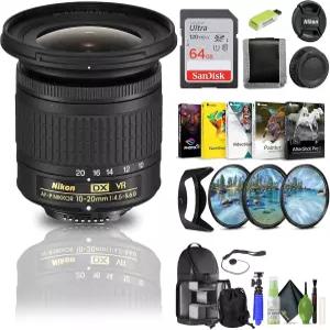 Nikon AFP DX NIKKOR 020mm f/4556G VR 광각 줌 렌즈 APSC F마운트 카메라용 20067 64GB 카드 필터 키트