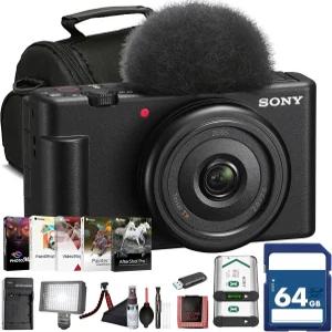ZVF 브이로그 카메라 블랙 20MP 인치 센서 초광각 20mm 렌즈 4K 비디오 케이스 64GB 카드 NPBX 배터리 리더