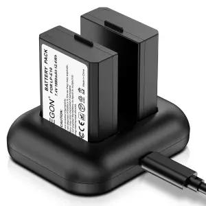 ENEGON LPE0 교체 배터리 2팩 680mAH 및 캐논 LP E0 EOS 레벨 T3 T5 T6 T7 T00 키스 X50 X70 X80 X90 00D