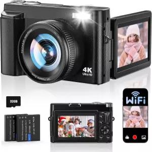 사진 촬영용 4K 디지털 카메라 YouTube용 WiFi 자동 초점 64MP 브이로그 80 3인치 플립 스크린 30FPS