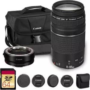 캐논 EF 75300mm f/456 III 렌즈 다목적 초점 거리와 부드러운 자동 갖춘 컴팩트 망원 줌 스포츠 야생동물