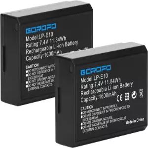 고로포 2팩 LPE0 배터리 캐논 EOS 레벨 T3 T5 T6 T7 T00 키스 X50 X70 00D 200D 300D 2000D 4000D DSLR