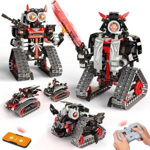 OPMIND 5 IN 1 STEM RC 로봇 빌딩 키트 APP 및 리모컨 사무라이 / 닌자 블록 443개 들을 위한 ERECTOR 세트 장난감 6세 7 8 9 10 11 12세 이상 남녀 를 DIY 빌드 과학 교육 선물 cKK