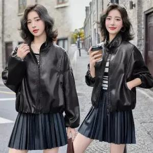 무천도사 여사친 여성용 PU 가죽 코트 봄가을 자켓 붐 숏 차이나 KKE3