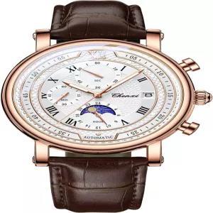 Avaner 남성용 가죽 스트랩 시계 삼안 다이얼과 날짜가 있는 아날로그 쿼츠 클래식 손목시계