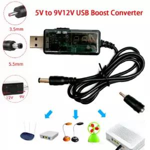 USB 부스트 컨버터 5V 9V 2V 업 케이블 공급 스텝 변환기 전원 장치/충전기/전력 검정색