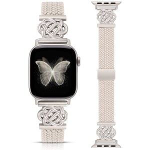 미니 슬림 땋은 신축성 밴드 APPLE WATCH 밴드 42/41/40/38MM 여성 드레시 셀틱 매듭 소프트 얇은 탄성 나일론 마그네틱 스트랩 IWATCH 시리즈 11 10 9 8 7 6 5 4 SE / ULTRA 3 2 1과 호환됩니다 cGJ