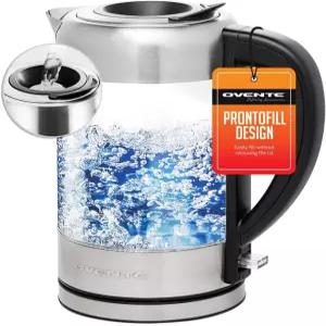 1.7리터 붕규산 유리 1500W 인스턴트 물 보일러 및 커피 또는 차용 히터 BPA 프리 쉽게 채울 수 있는 뚜껑
