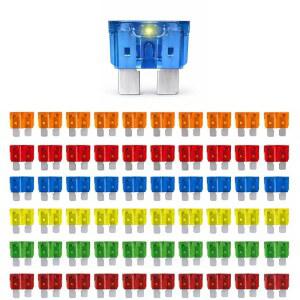 MGI 스피드웨어 60PCS LED 블레이드 퓨즈 모음 스마트 글로우 5A 10A 15A 20A 30A 40A ATO /ATC 12VDC 자동차 보호(LED 표시등 포함) iXX