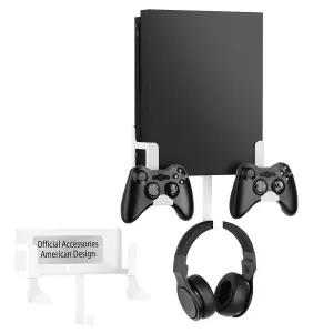 분리 가능한 컨트롤러 홀더 2개와 헤드폰 걸이가 있는 월 마운트 키트 xbox 호환용 One X 흰색과 금속
