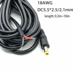 DC 팁 전원 플러그 잭 커넥터, 수 코드 케이블 와이어, CCTV용 모든 구리, 5.5x2.1mm, 2.5mm