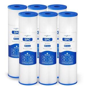 W50PE SPC-25-1050 ECP50-10 R50 FM-50-975 WHKF-WHPL WPC50-975 및 콜드 플런지 워터 칠러용 50 마이크론 10인치 X 2.5인치 웰 필터 카트리지 교체 (6팩) i0P