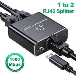 1~ 2 1000M Rj45 분배기 기가비트 이더넷 어댑터 인터넷 네트워크 케이블 확장기 커넥터 PC TV 박스 라우터