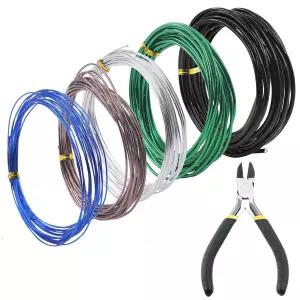 Swpeet 6Pcs 5 사이즈 0.8/1 1.5/2 3 분재 훈련 와이어 총 82피트 커터 알루미늄 도구 키트 나무 실내 정원