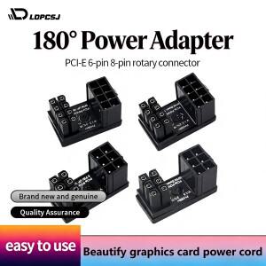 LDPCSJ 180 ° 회전형 엘보 PCI-E 그래픽 카드 전원 공급 어댑터 커넥터 GPU PSU 스티어링 6핀 8핀 배선 어
