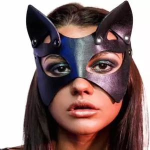 CLOACE 블랙 가죽 코스프레 마스크 마스커레이드 파티 고양이 PU 커버 할로윈 코스튬 액세서리 A