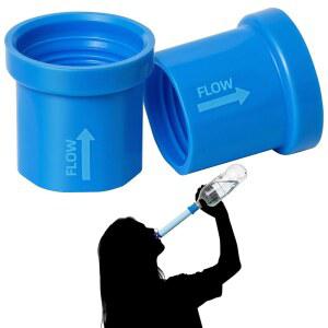 라이프스트로우와 호환되는 2PCS 정수 필터 커플링 간편한 음용 및 공유 28MM 물병 가방에 맞는 독특한 실 시스템용 휴대용 어댑터 키트 하이킹 장비 v3F