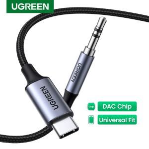 UGREEN USB C ~ 3.5mm 오디오 Aux 케이블 유형 헤드폰 남성 잭 플러그 어댑터 iPad 전화 용 자동차 보조 스