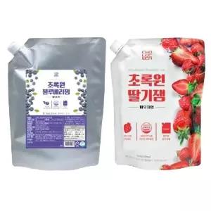 초록원 딸기잼 파우치형1kg + 블루베리잼 파우치형1kg 탕비실 회사 부모님 모임 손님접대